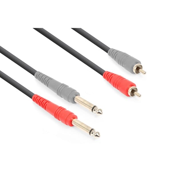 vonyx-cable-2x-6-3-mono-2xrca-male-1-5m Vonyx Cable 2x 6.3 Mono - 2xRCA Male 1.5m - Slika 1